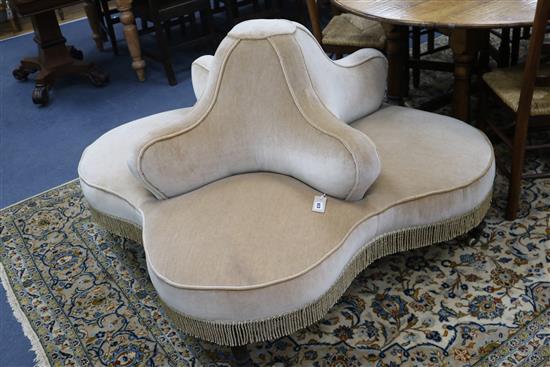 A Victorian dralon upholstered four seat conversation settee